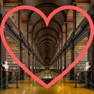 library image with heart-shaped outline