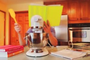 reading from a cookbook