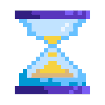 Pixelated image of an hourglass